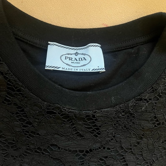 Stunning runway Prada Designer blouse shirt sexy lace design floral M - Picture 2 of 6